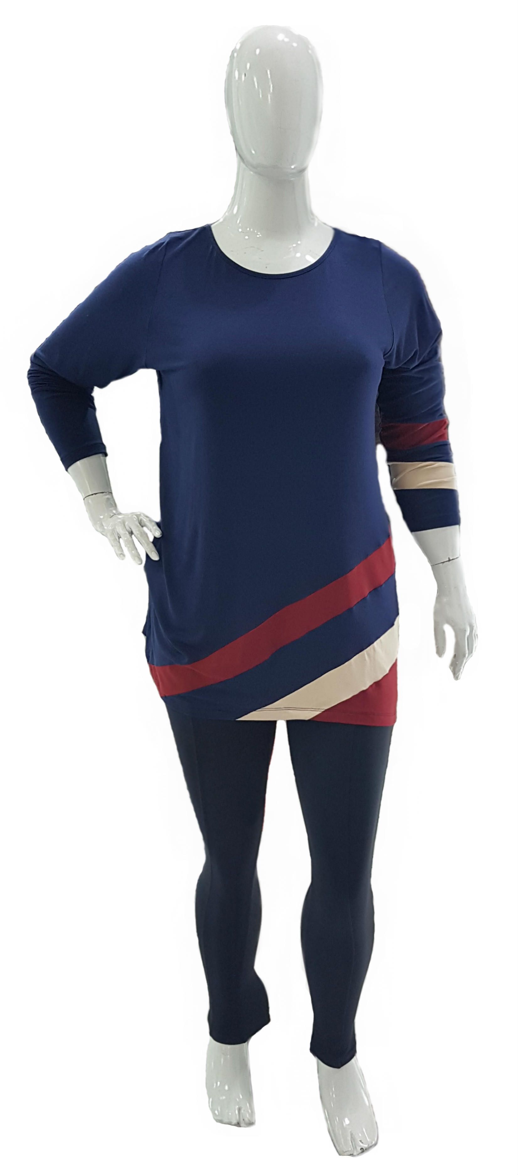 Blusa Plus Size Listras Viscose com Elastano Ref 03054 / Legging Plus Size Cotton Ref 01183