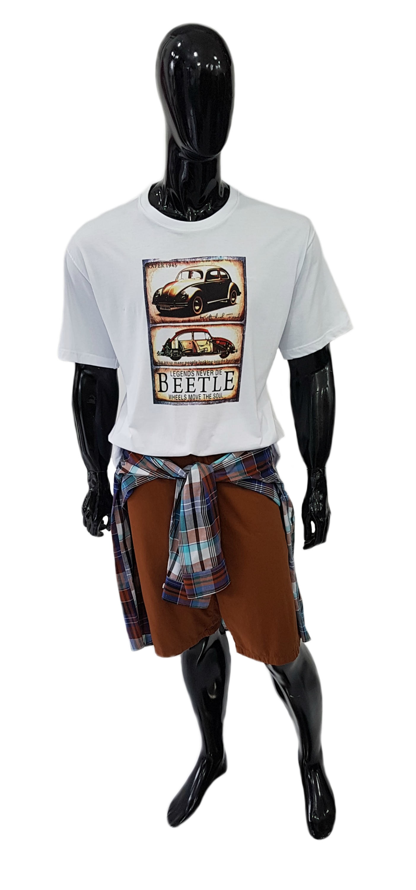 Camiseta Plus Size Beetle Ref 02906 / Bermuda Plus Size Sarja Ref 01910 / Camisa Xadrez Ref 03049