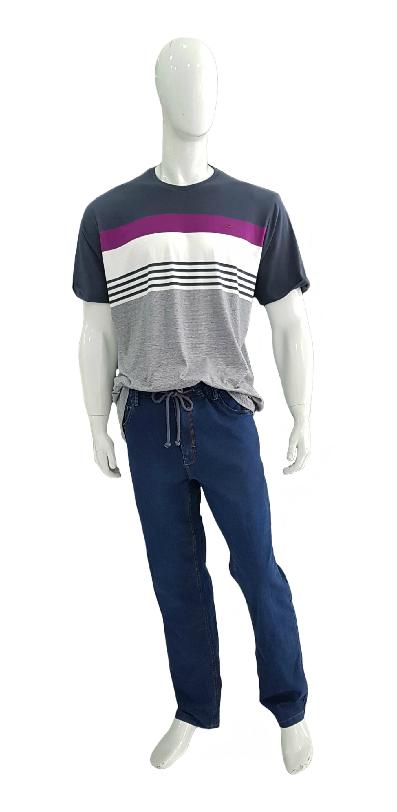Camiseta Plus Size Nautica Ref 02641 / Calça Plus Size Jeans Ref 03121