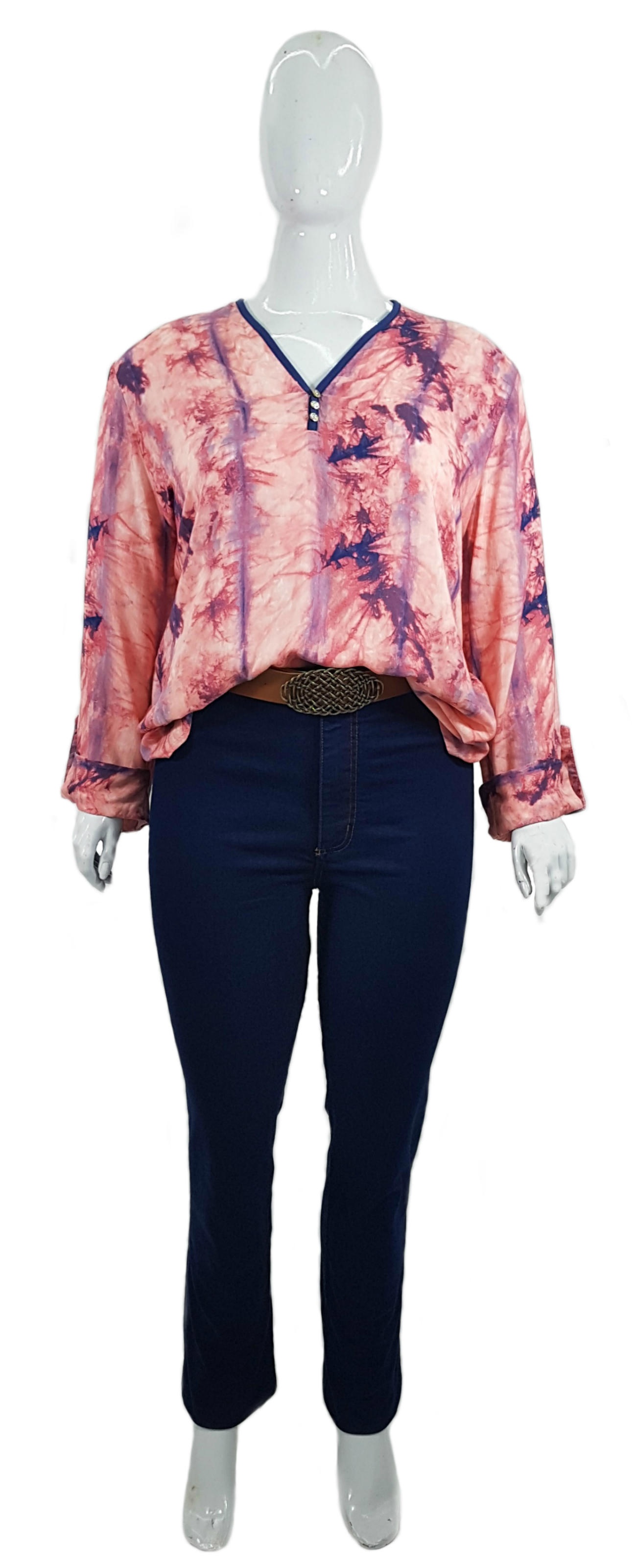 Blusa Plus Size de Viscose Tie Dye Ref 03093